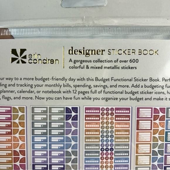 New Erin Condren designer Budget sticker book 5x7.75” with 624 stickers. - Picture 6 of 11